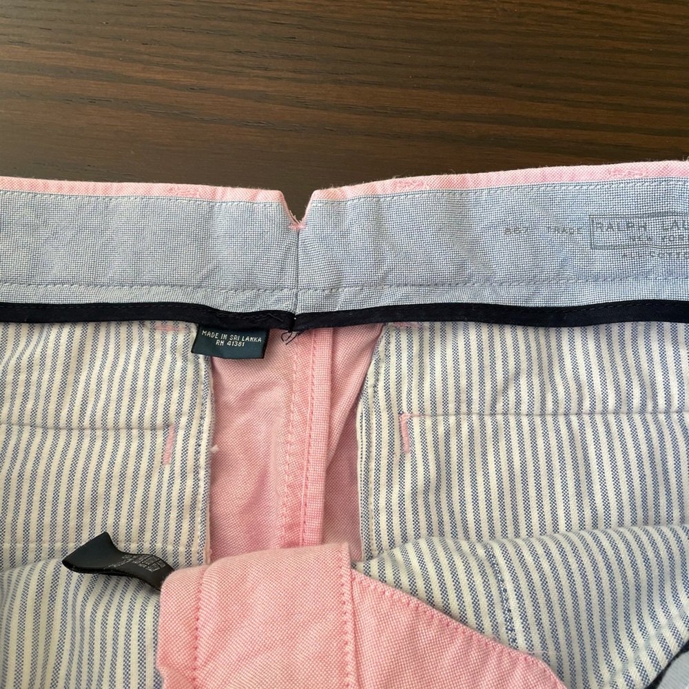 R.Lauren Pink Oxford Shorts - Picture 3 of 5